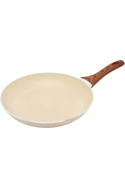 Generic Trust Pro Non Stick Aluminium Granite Coated Hangable Frying Pan Of 24 CM Sandy Brown With Wooden T