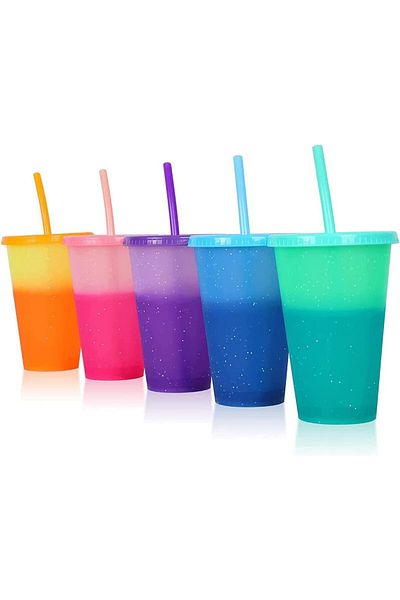 Generic 5 Pack Color Changing Plastic Tumblers, Party Funny Tumbler Ice Cold Drinking Cup, Resuable and Dur