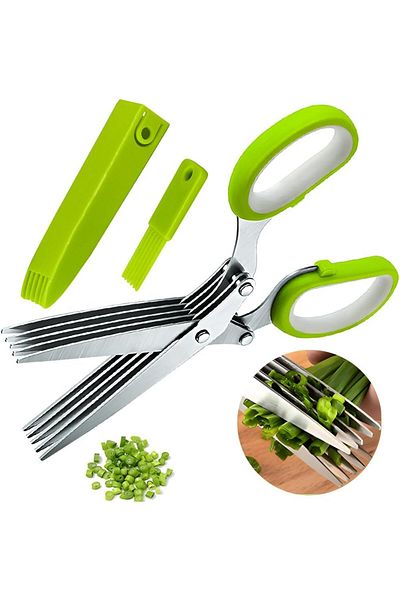 Generic Kitchen Herb Scissors,Multipurpose Food Scissors,5 Stainless Steel Blades and Safety Cover Kitchen