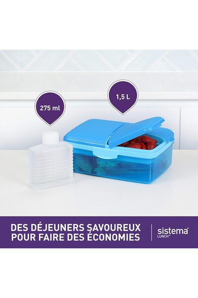 Sistema 3-Compartment Lunch Box with Yogurt Pot, 2 L, BPA-Free, Assorted Colors