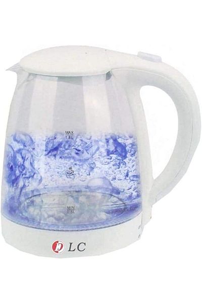 Generic DLC Electric Glass Kettle, 1.8L, 150-2200W, White, with LED Light
