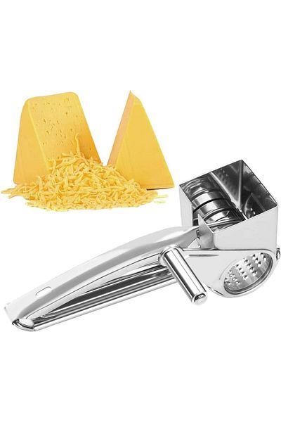 Generic Rotary Cheese Grater - Stainless Steel Cylinder Grater for Shredding Cheese, Chocolate, Nuts & More