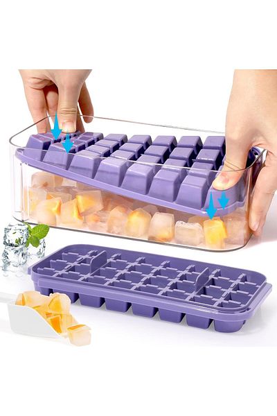 Generic Tazweeq 2 Layers Ice Cube Tray, 64 Pcs Ice Trays with Lid and Bin, Ice Cube Trays for Whiskey Cockt