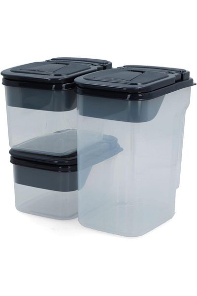 Generic Felli 3-Piece Bpa-Free Durable Plastic Food Container Set Clear And Black