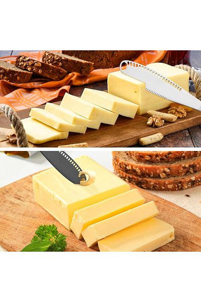 Generic 2 Pcs Butter Spreader Knife, Stainless Steel Butter Curler Knife with Serrated Edge and Holes, Butt