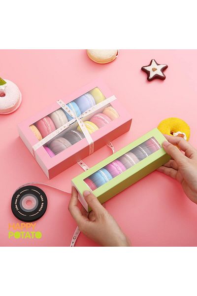 Generic KASTWAVE 25Pcs Macaron Gift Box, Disposable Macaron Packaging Boxes with Clear Window, Small Macaro