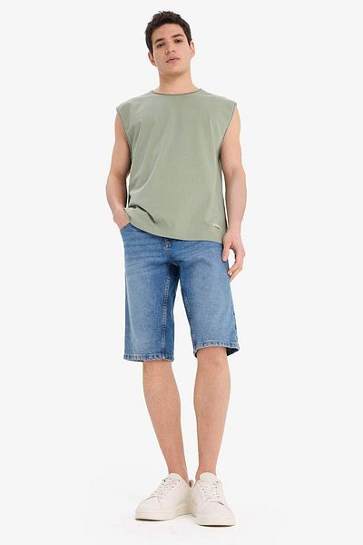 DeFacto 100% Cotton Boxy Fit Crew Neck Basic Plain Undershirt C7205Ax25Sm