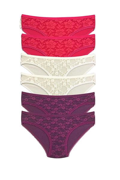 PRATİKOBA 6 Pieces Lace Front Transparent Women's Slip Panties S130