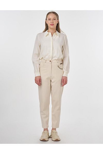 KYR Punto Stitched Denim Trousers Cream