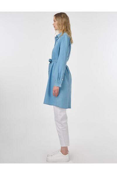 Kayra Belted Lyocell Tunic Ice Blue