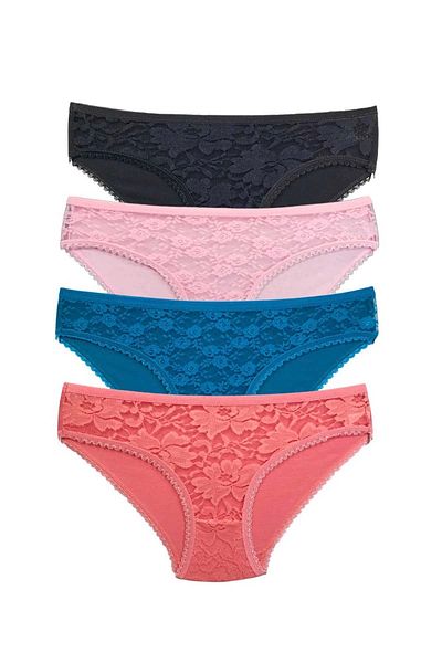 PRATİKOBA 4 Pieces Lace Front Transparent Women's Slip Panties S218