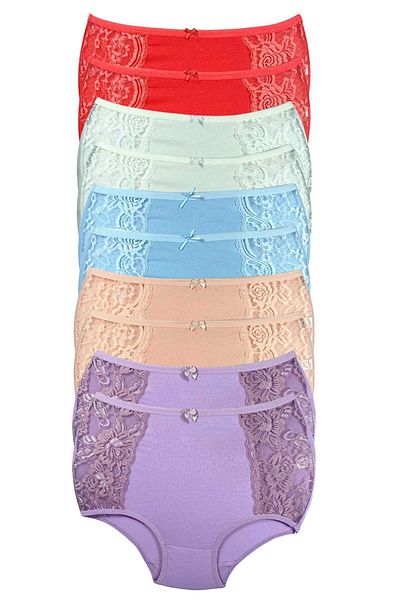 PRATİKOBA 10 Pieces High Waist Bato Panties with Lace Edge