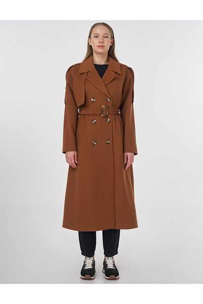 Kayra Men's Collar Buckle Cashmere Coat Camel