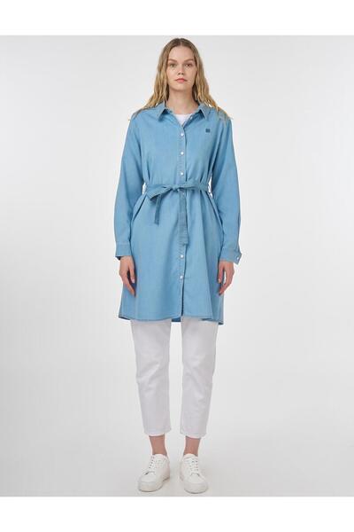 Kayra Belted Lyocell Tunic Ice Blue