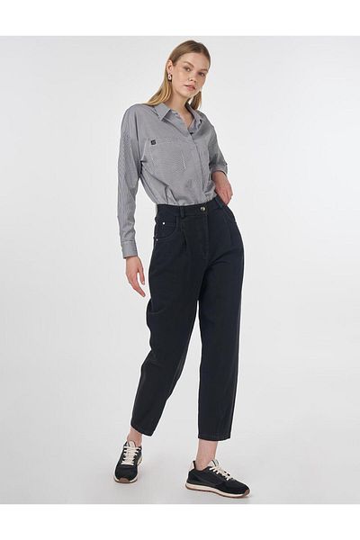 Kayra High Waist Denim Trousers Black