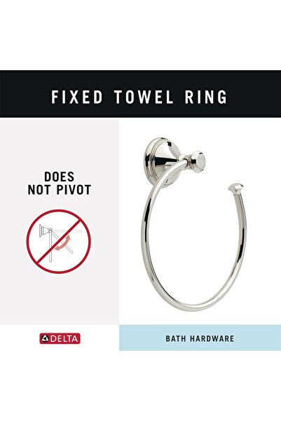 Delta Faucet 79746-PN Cassidy Wall Mounted Towel Ring in Polished Nickel, Bathroom Accessories