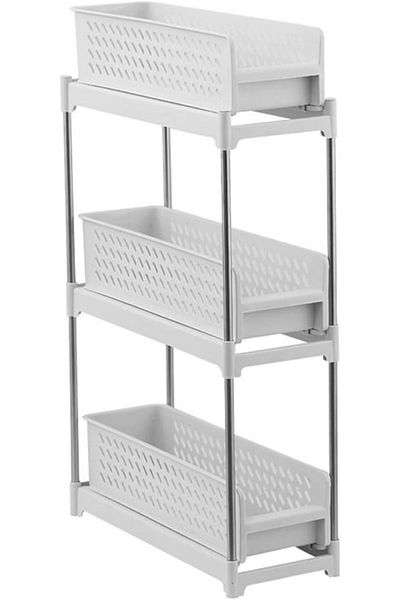 Generic ECVV 3 Tier Rolling Storage Cart, Slide Out Rolling Utility Cart for Kitchen Bathroom, Easy Assembl