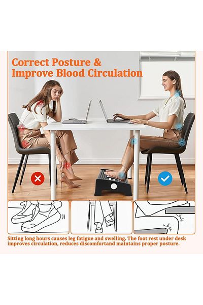 Generic NALACAL Adjustable Under Desk Footrest, Black, Plastic Frame, Ergonomic Footrest, Massage Function,