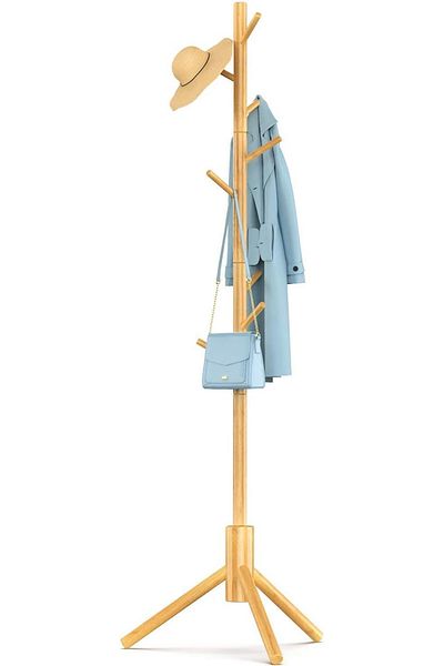 Generic Arabest Coat Rack, Adjustable Wooden Coat Rack Stand with 8 Hooks, Easy Assembly Coat Hanger for Be