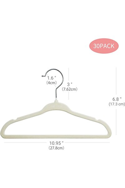 Generic ManGotree 30-Pack 11in Velvet Baby Clothes Hangers, Ultra Thin Non-Slip (White)
