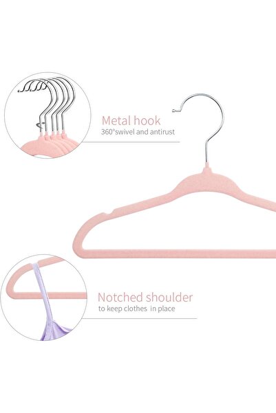 Generic ManGotree Velvet Children's Clothes Hangers, Non-Slip Slim Pack of 15 (Pink)