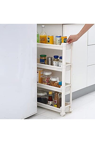 Arabest 4-Shelf Kitchen Shelf,Clip-in Storage Shelf,Slim Storage Cart Rolling Shelf,with Wheels
