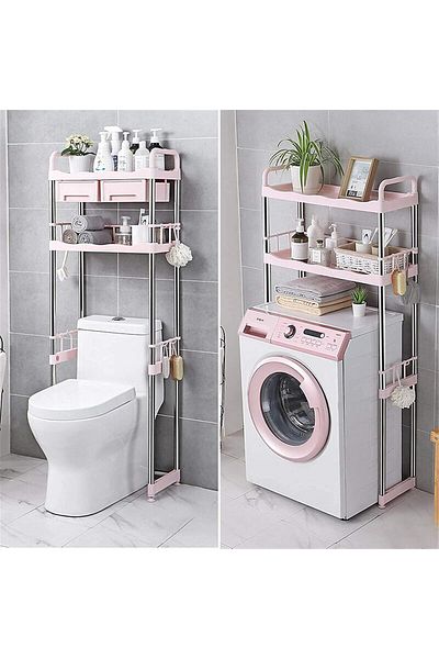 Generic KULLEN Over The Toilet Storage Shelf 2 Tier Shelf Toilet Washing Machine Rack Bathroom Space Saving