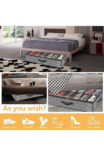 Generic Idrese 1PCS Shoe Organizer Under Bed, Shoes Storage Containers Box (Fit 12 Pairs) with Sturdy and B
