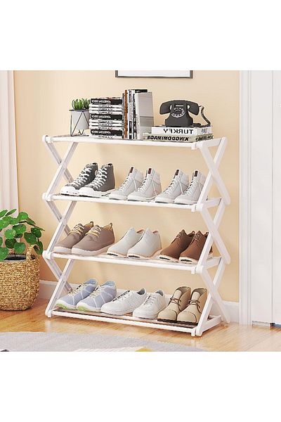 Generic ECVV 4-Tier Foldable Shoe Rack - Space-Saving Organizer for Home & Closet - Easy Assembly, Adjustab