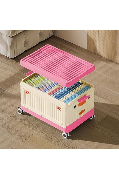 Generic XIUWOO Folding Toy Box Chest with wheels,Collapsible Sturdy Toy Storage Organizer Boxes Gifts for K