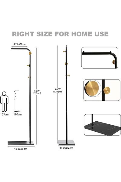 Generic Winsoyya Metal Coat Rack Freestanding, L Shape Home Coat Hanger with Natural Marble Base, Black Coa