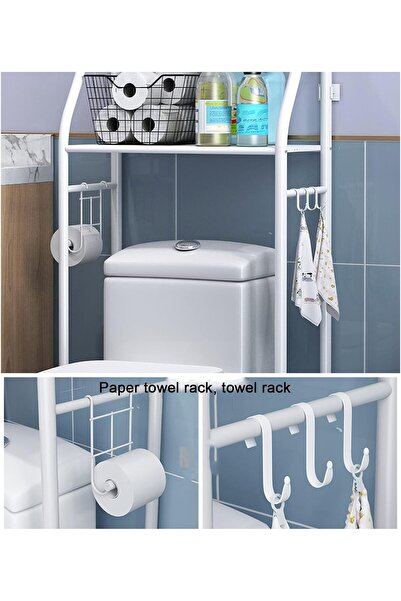 Generic dyCtsBKc The Toilet Rack,3-Tier Bathroom Space Saver,Metal Frame Shelf for Home Bathroom Laundry, B