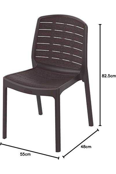 Cosmoplast Outdoor Patio Chair, UV Resistant, Stackable, Polypropylene, Dark Brown