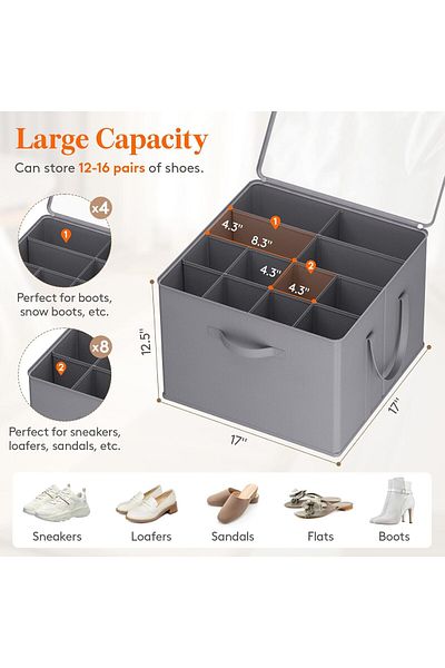 Generic Lifewit Shoe Storage Organizer for Closet, Fits 12-16 Pairs, Large Shoe Box Storage Containers with
