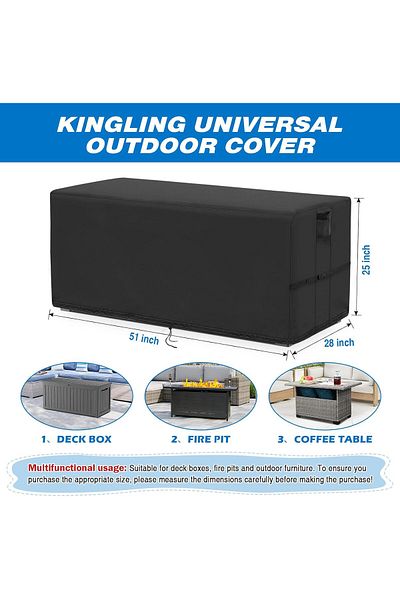 Generic Kingling Deck Box Cover, Outdoor Storage Box Cover for Keter 110 Gallon Deck Box, Waterproof Outsid