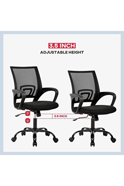 Generic كرسي مكتب وألعاب شبكي مريح من BestOffice - ارتفاع قابل للتعديل، دوران 360 درجة، أسود