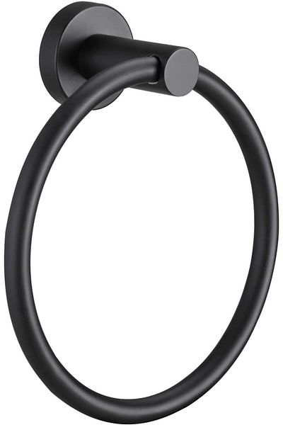 Generic Pynsseu Matte Black Towel Ring for Bathroom 1 Pack, Kitchen Bath Towel Holder Hangers Wall Mount He
