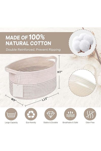 Generic Cotton Rope Baskets: Storage Basket Set - Rectangle Storage Basket with Handles, Storage Baskets Mo