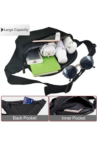 Generic Aputue Fanny Pack for Men Women, Crossbody Waist Bag Pack, Lightweight comfortable Black Waist Bag,