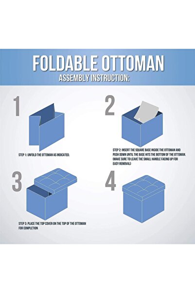 Generic مقعد تخزين عثماني من قطعتين، مسند قدم مكعب قابل للطي، رمادي فاتح، 38 × 38 × 38 سم