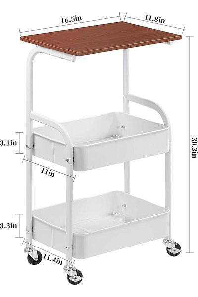 Generic XICEN Mobile Printer Stand With Storage Shelves - 3 Tier Table on Wheels, Industrial Rolling Holder