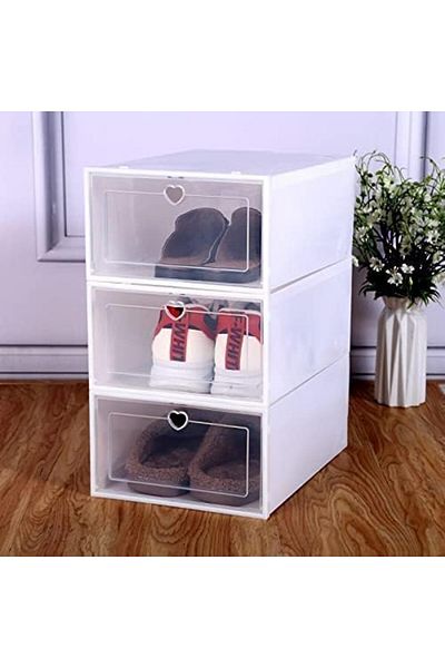 Generic COOLBABY 6 PCS Stackable Shoe Box, Drawer Push Shoe Box Clear Shoe Storage Box Dustproof Transparen