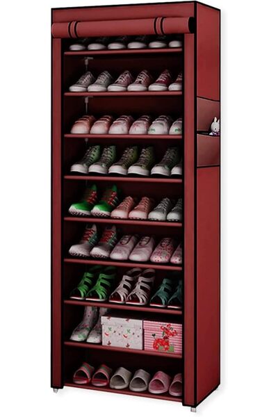 Generic 9-Tier Shoe Rack Canvas Shoe Storage Cabinet for 45 Pairs Shoes