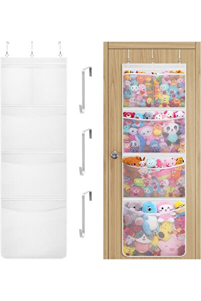Lifewit Over-the-Door Stuffed Animal Storage Organizer – 5 Mesh Pockets, Fits Doors up to 1.7in, W