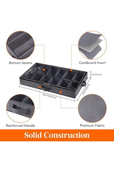 Generic Lifewit Under Bed Shoe Storage Organizer Set of 2, 4.3 Inches Tall Low Profile Fabric Shoes Contain
