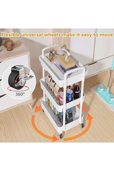 Generic Uand home 3-Tier Rolling Utility Cart with Drawer, Multifunctional Storage Organizer with Plastic S