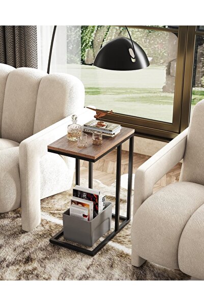 Gogoya C-shaped Side Table for Sofa and Bed, Large Desk for Living Room and B...