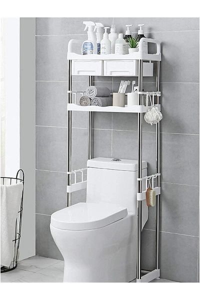 Generic KULLEN Over The Toilet Storage Shelf 2 Tier Shelf Toilet Washing Machine Rack Bathroom Space Saving