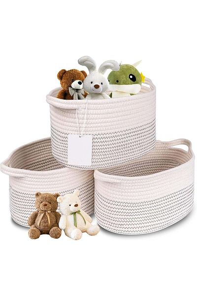 Generic Cotton Rope Baskets: Storage Basket Set - Rectangle Storage Basket with Handles, Storage Baskets Mo