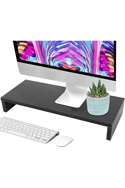 Generic Wooden Monitor Stand & Desk Organizer for Laptop/Printer - Black Oak